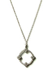 Sterling silver chain necklace with an open circle cz necklace with four cz clovers.