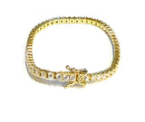 Vermeil over sterling silver 2.5MM Tennis Bracelet with cubic zirconia stones.