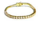 Vermeil over sterling silver 2.5MM Tennis Bracelet with cubic zirconia stones.
