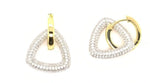 James Two Toned CZ Pave Dangling Triangle Huggie Earrings
