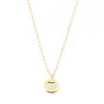 Dodi Disc With CZ Heart Necklace