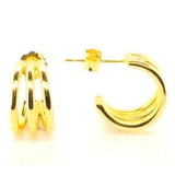 Vermeil over sterling silver triple row huggie earrings.