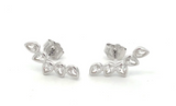 Sterling silver pear shaped climber stud earrings with cubic zirconia stones.