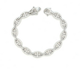 Sterling silver mariner chain tennis bracelet with moissanite stones.