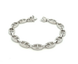 Sterling silver mariner chain tennis bracelet with moissanite stones.