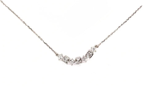 Sterling silver mixed shaped cz necklace.
