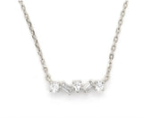 Stelring silver alternating baguette and round cz stones necklace.