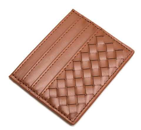 Brown basketweave card holder.