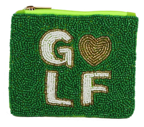Seed bead golf coin purse.