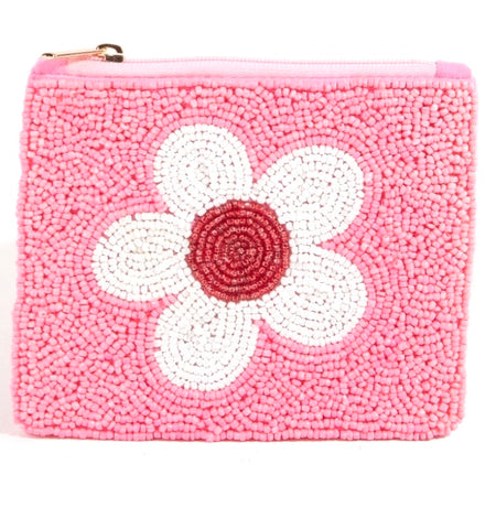 Seed bead flower coin purse.