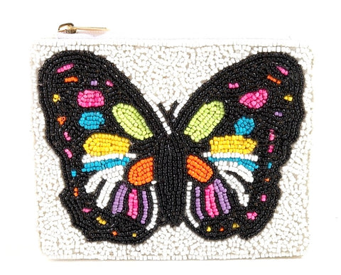 Seed Bead Butterfly Coin Purse