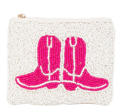 Seed Bead Cowboy Boots Coin Purse