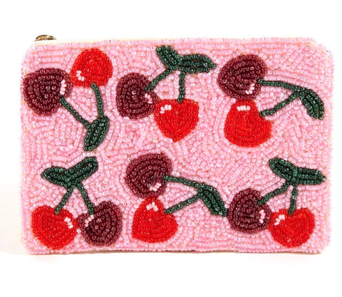 Seed bead cherry coin purse.