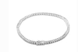 Sterling silver 2mm CZ tennis bracelet with a spring lock clasp.
