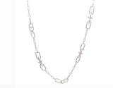 Sterling silver mixed link paperclip necklace.