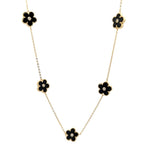 
Vermeil over sterling silver cz flower by the yard necklace.   Flowers are black enamel.