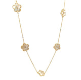 Vermeil over sterling silver cz flower by the yard necklace.   Flowers are mother of pearl.