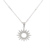 Sterling silver cz starburst necklace.