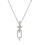 Sterling silver CZ Mixed link drop necklace.