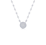 Sterling silver pave disc mirror chain choker necklace that can be extended to 17 inches.