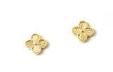 Vermeil over sterling silver ridged clover stud earrings.