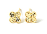 Vermeil over sterling silver ridged clover stud earrings.
