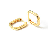 Vermeil over sterling silver rectangle shaped huggie earrings with a hinged back closure.