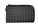 Black basketweave wristlet with card holder and zip up wallet .                   