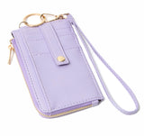 Silver basketweave faux leather wristlet with card holder and zip up wallet.     