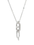 Sterling silver CZ Mixed link drop necklace.