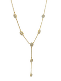 Sterling silver cz cluster flower lariat necklace.