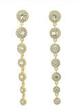Vermeil over sterling silver pave round drop earrings.