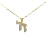 Vermeil over sterling silver chain necklace with a cz Chai pendant.