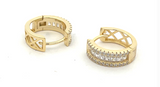 Vermeil over sterling silver baguette and round cz huggie earrings.