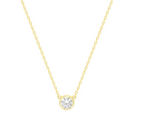 Sterling silver round cz bezel necklace.