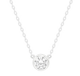 Sterling silver round cz bezel necklace.