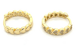 Vermeil over sterling silver mini huggie earrings with pave cz hearts.