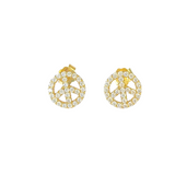 Vermeil over sterling silver cz peace sign stud earrings.