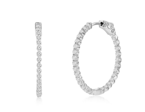sterling silver 30mm inside out hoop with round cz stones.