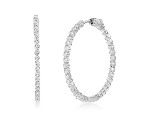 Sterling silver 35mm hoop with round cz stones.