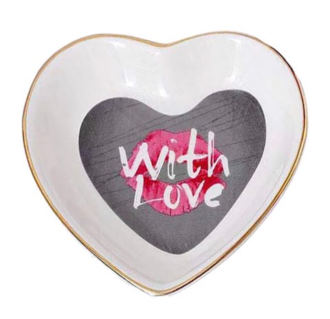 Betsey Heart Shaped Jewelry Dish With Love