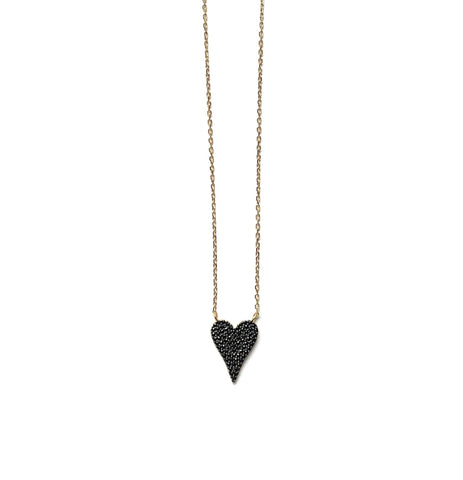 Vermeil over sterling silver necklace with a black cz heart pendant.