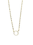 Vermeil over sterling silver mirror chain with a cz open circle pendant.   
