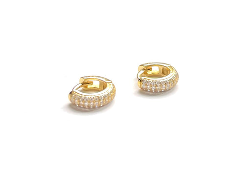 Mini pave cz huggie earrings, vermeil over sterling silver.