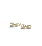 Vermeil over sterling silver cz double drop mariner chain earring.