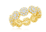 Vermeil over sterling silver cz flower eternity band