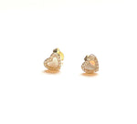 Vermeil over sterling silver mother of pearl and cz heart stud earrings.