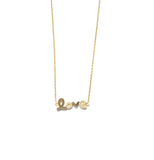 Vermeil over sterling silver alternating cz cursive love chain necklace.