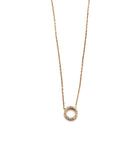 Vermeil over sterling silver cz mini open circle necklace.