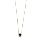 Vermeil over sterling silver black enamel and cz mini heart necklace.